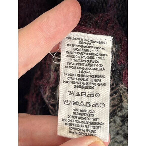 Free People Tough Love Deep V-Neck Sweater Tunic Ombre Blue Multi Oversized S - Picture 6 of 9